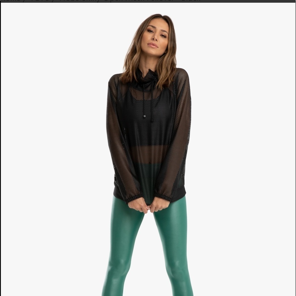 Probe Shiny Open Mesh Pullover - Black Full Mesh